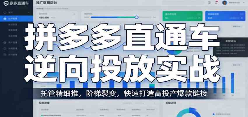 拼多多直通车逆向投放实战:托管精细推,阶梯裂变,快速打造高投产爆款链接-来友网创