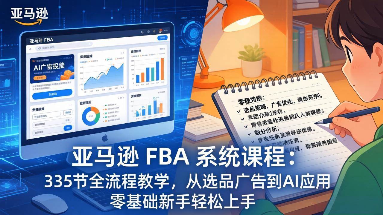 (17744期)亚马逊 FBA 系统课程(更新26年3月)335节全流程教学,从选品广告到AI应用,零基础新手轻松上手-来友网创