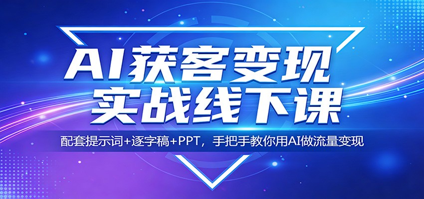 AI获客变现实战线下课:配套提示词+逐字稿+PPT,手把手教你用AI做流量变现-来友网创