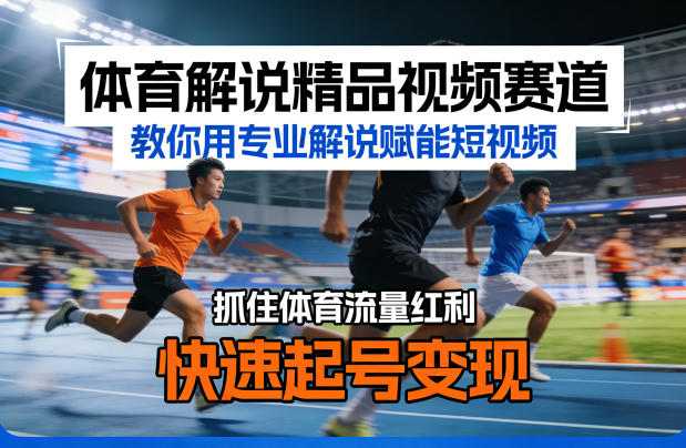 体育解说精品视频赛道,教你用专业解说赋能短视频,抓住体育流量红利,快速起号变现-来友网创