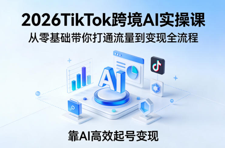 2026TikTok跨境AI实操课,从零基础带你打通流量到变现全流程,靠AI高效起号变现-来友网创