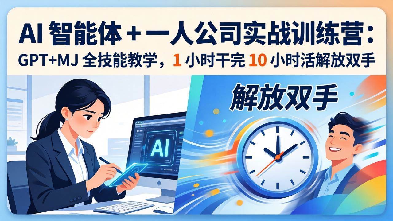 (17834期)AI 智能体 + 一人公司实战训练营:GPT+MJ 全技能教学,1 小时干完 10 小时活解放双手-来友网创