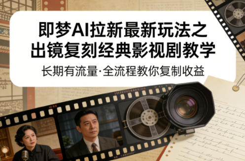 即梦AI拉新最新玩法之出镜复刻经典影视剧教学,长期有流量,全流程教你复制收益-来友网创