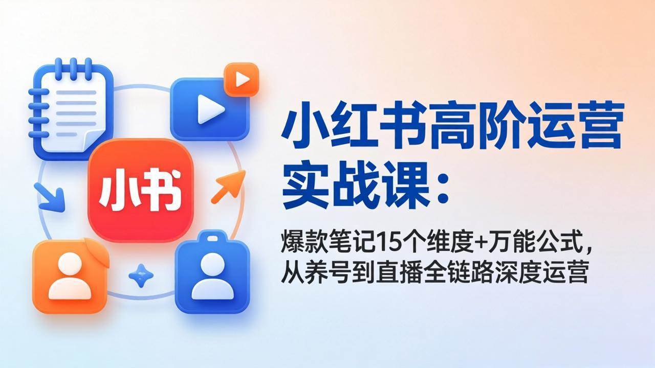 (17844期)小红书高阶运营实战课:爆款笔记15个维度+万能公式,从养号到直播全链路深度运营-来友网创