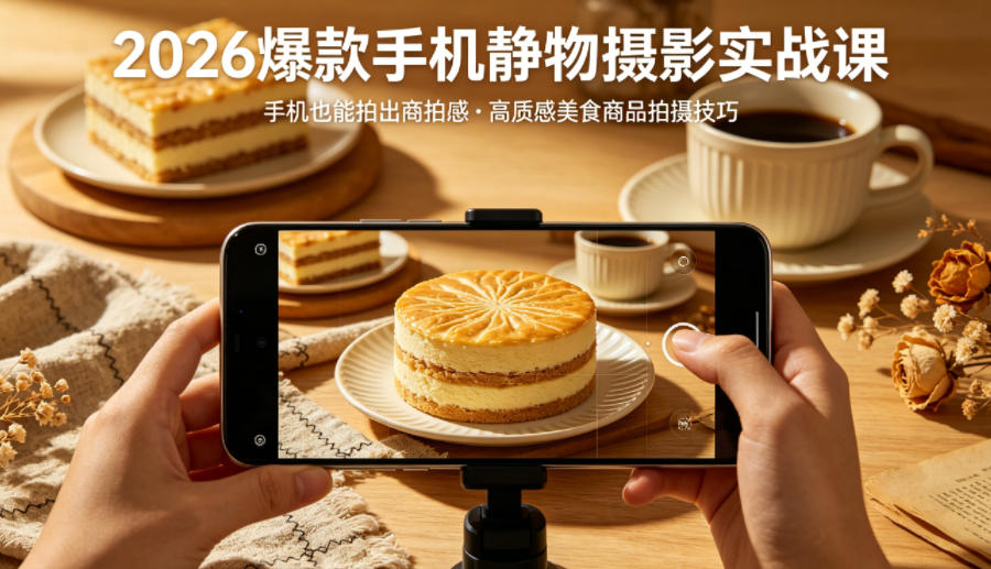 2026爆款手机静物摄影实战课,手机也能拍出商拍感,学会拍出高质感美食商品-来友网创