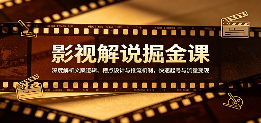 影视解说掘金课:深度解析文案逻辑、槽点设计与推流机制,快速起号与流量变现-来友网创