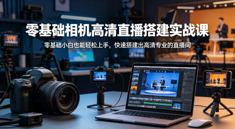 零基础相机高清直播间搭建实战课,小白也能轻松上手,快速搭建出高清专业的直播间-来友网创