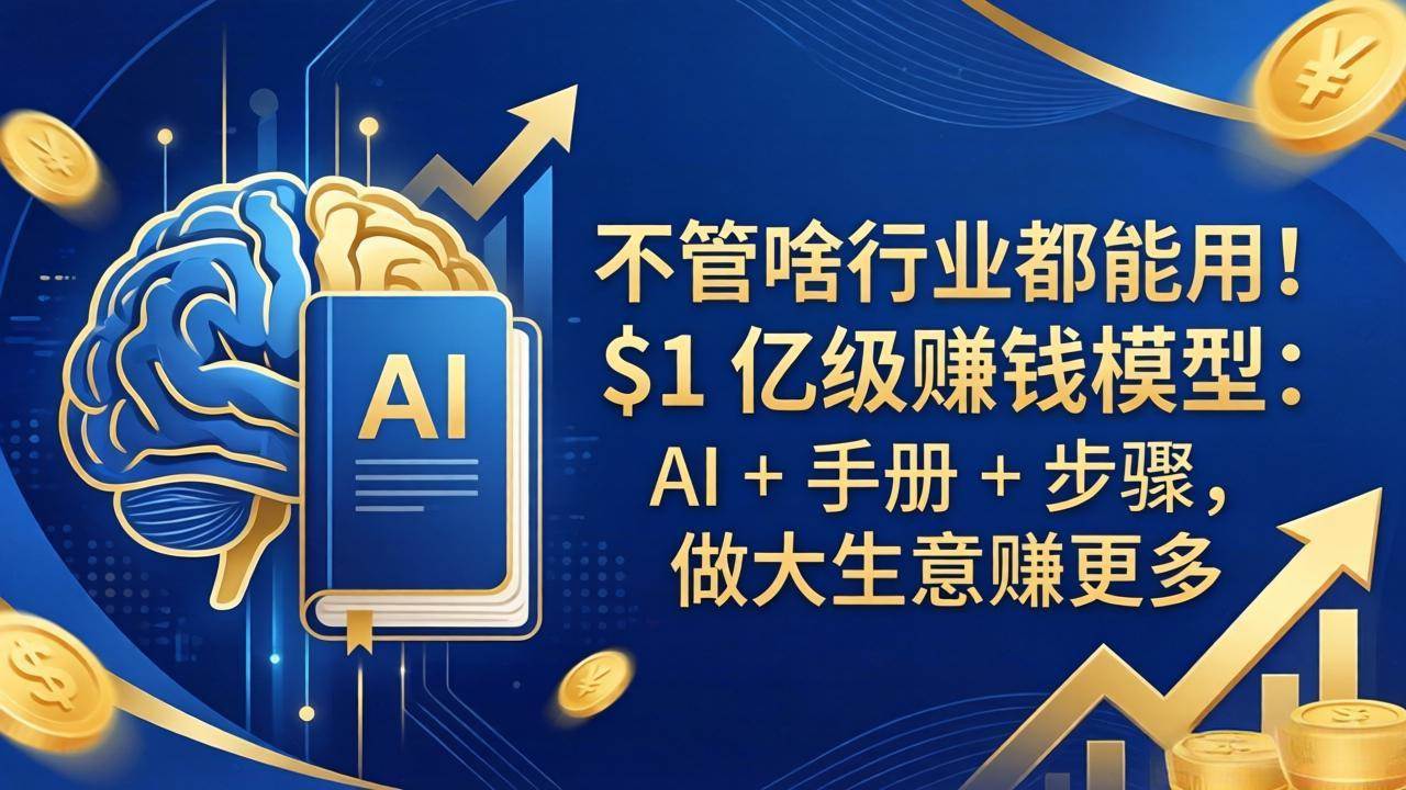 (18055期)不管啥行业都能用!$1 亿级赚钱模型:AI + 手册 + 步骤,做大生意赚更多-来友网创