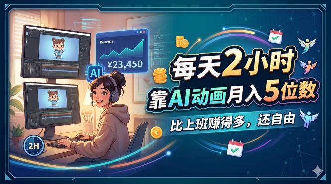 (18051期)每天 2 小时,靠 AI 动画月入 5 位数,比上班赚得多,还自由-来友网创