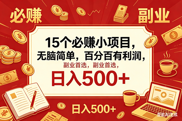 (18390期)15个必赚钱的小项目,百分百赚米,无脑简单,副业首选,日入600+-来友网创