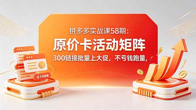 (18395期)拼多多实战课58期:原价卡活动矩阵,300链接批量上大促,不亏钱跑量-来友网创