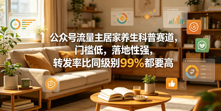 公众号流量主居家养生科普赛道,门槛低,落地性强,转发率比同级别99%都要高-来友网创