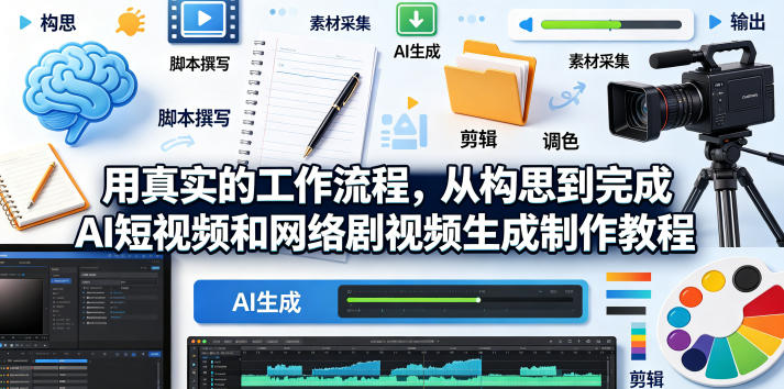 用真实的工作流程,从构思到完成AI短视频和网络剧视频生成制作教程-中英字幕-来友网创