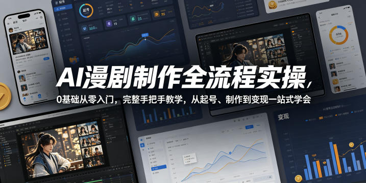 AI漫剧制作全流程实操,0基础从零入门,完整手把手教学,从起号、制作到变现一站式学会-来友网创