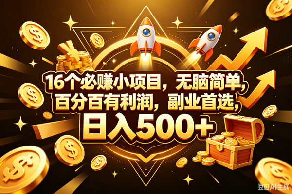 (18440期)16个必赚钱的小项目,百分百赚米,无脑简单,副业首选,日入300+-来友网创