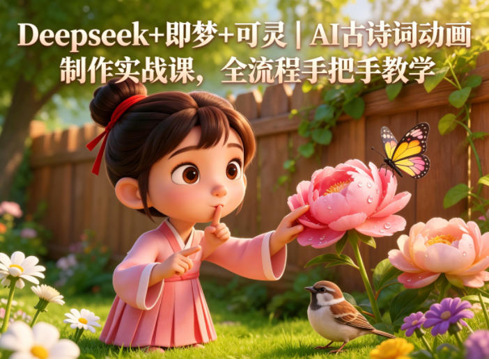 Deepseek+即梦+可灵|AI古诗词动画制作实战课,全流程手把手教学-来友网创