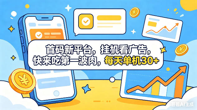 首码新平台,挂G自动看广告,快来吃第一波肉,每天单机30+,可矩阵放大【揭秘】-来友网创