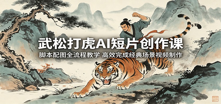 武松打虎AI短片创作课:脚本配图全流程教学,高效完成经典场景视频制作-来友网创