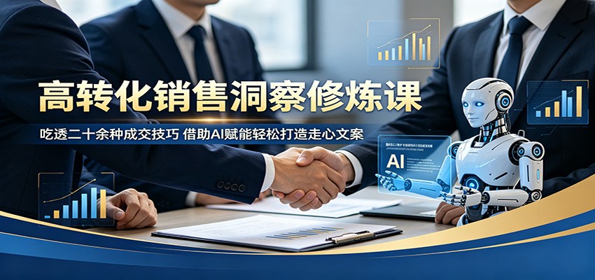 高转化销售洞察修炼课:吃透二十余种成交技巧,借助AI赋能轻松打造走心文案-来友网创
