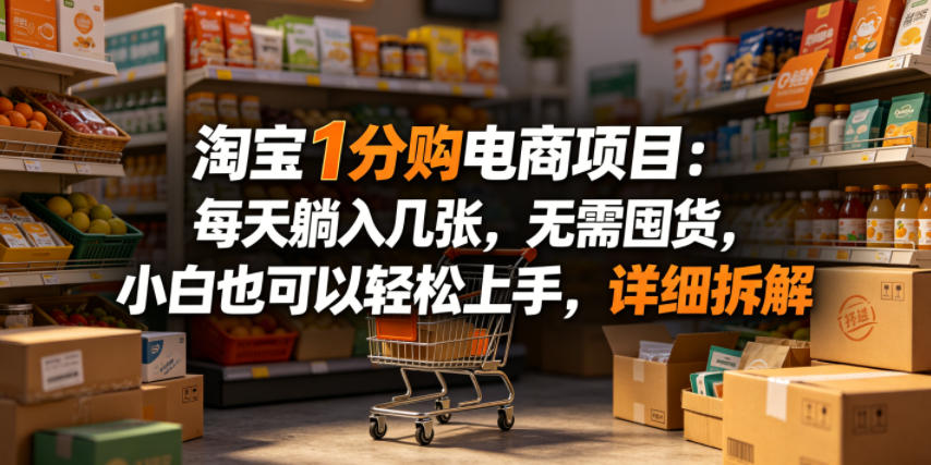 淘宝1分购电商项目:每天躺入几张,无需囤货,小白也可以轻松上手,详细拆解-来友网创
