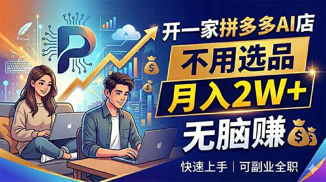 (18520期)开一家拼多多AI店,不用选品,月入2W+,无脑赚,可副业全职-来友网创