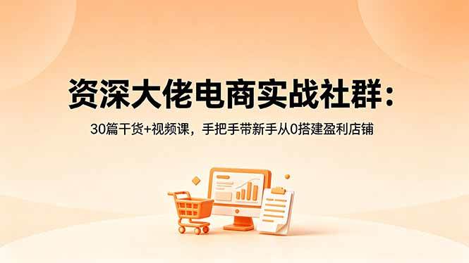 (18529期)资深大佬电商实战社群:30篇干货+视频课,手把手带新手从0搭建盈利店铺-来友网创
