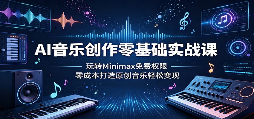 AI音乐创作零基础实战课:玩转Minimax免费权限,零成本打造原创音乐轻松变现-来友网创