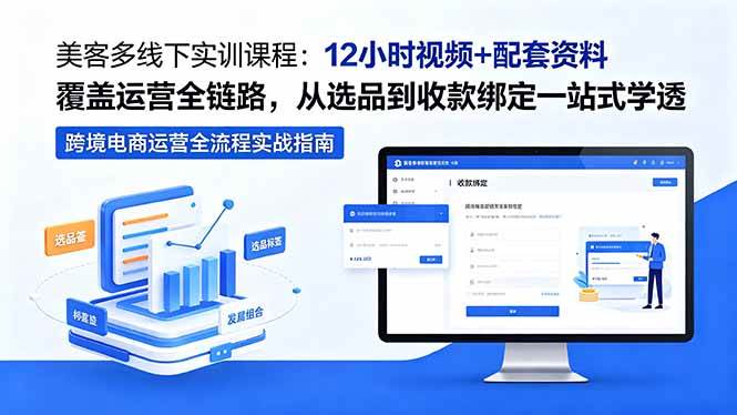 (18531期)美客多线下实训课程:12小时视频+配套资料覆盖运营全链路,从选品到收款绑定一站式学透-来友网创