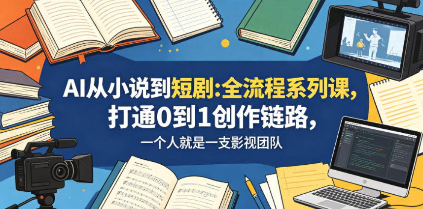 AI从小说到短剧全流程系列课,打通0到1创作链路,一个人就是一支影视团队-来友网创