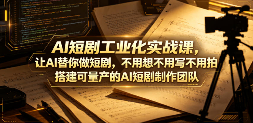 AI短剧工业化实战课,让AI替你做短剧,不用想不用写不用拍,搭建可量产的AI短剧制作团队-来友网创