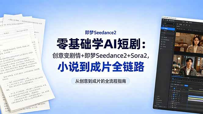 (18537期)零基础学AI短剧:创意变剧情+即梦Seedance2+Sora2,小说到成片全链路-来友网创