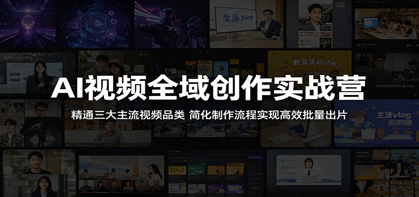 AI视频全域创作实战营:精通三大主流视频品类,简化制作流程实现高效批量出片-来友网创