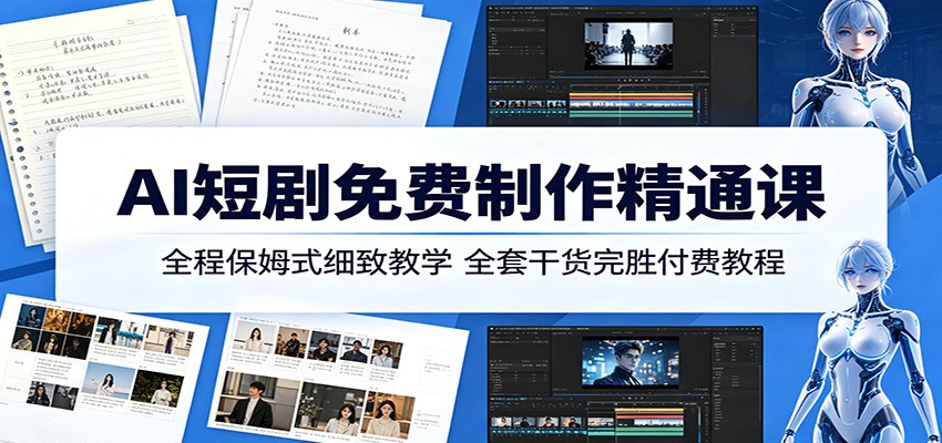 AI短剧免费制作精通课:全程保姆式细致教学,全套干货完胜付费教程-来友网创