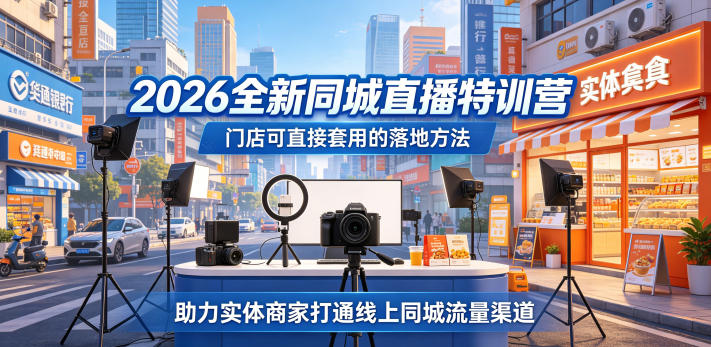 2026全新同城直播特训营,门店可直接套用的落地方法,助力实体商家打通线上同城流量渠道-来友网创