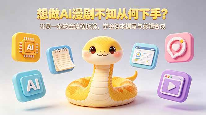 (18550期)想做AI漫剧不知从何下手?开局一条蛇全流程拆解,学会脚本撰写与剪辑合成-来友网创