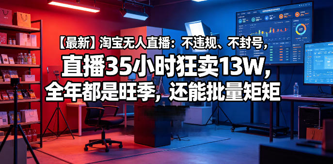 【最新】淘宝无人直播:不违规、不封号,直播35小时狂卖13W,全年都是旺季,还能批量矩阵操作【揭秘】-来友网创