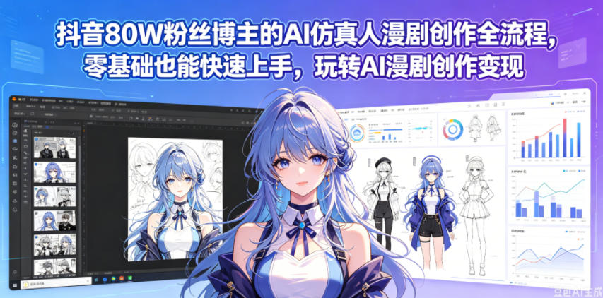 抖音80W粉丝博主的AI仿真人漫剧创作全流程,零基础也能快速上手,玩转AI漫剧创作变现-来友网创