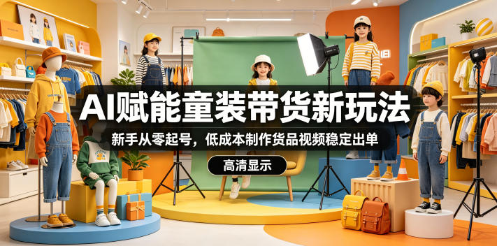 AI赋能童装带货新玩法,新手从零起号,低成本制作货品视频稳定出单-来友网创