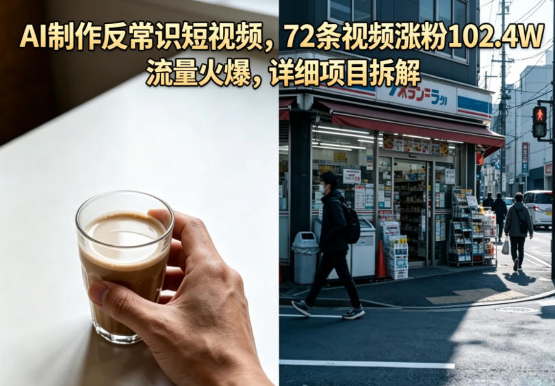 AI制作反常识短视频,72条视频涨粉102.4W,流量火爆,详细项目拆解-来友网创
