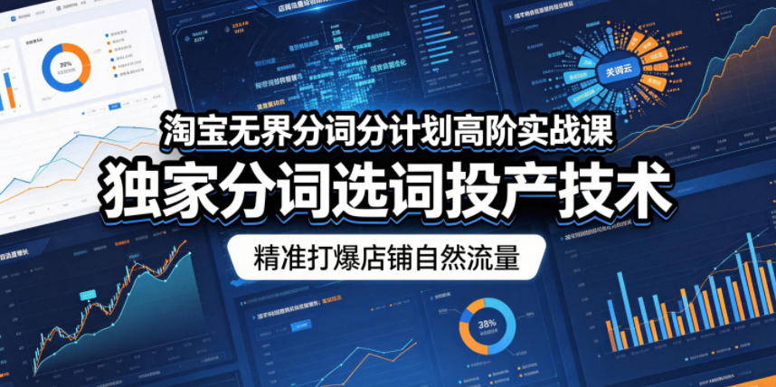 淘宝无界分词分计划高阶实战课,独家分词选词投产技术,精准打爆店铺自然流量-来友网创