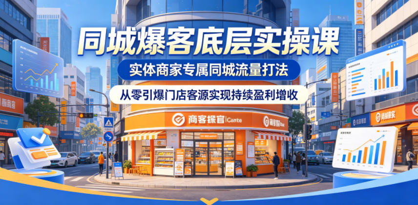 同城爆客底层实操课,实体商家专属同城流量打法,从零引爆门店客源实现持续盈利增收-来友网创