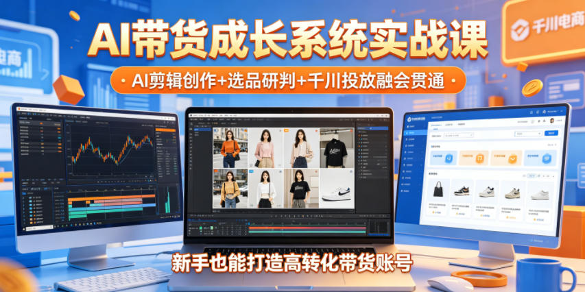 AI带货成长系统实战课,AI剪辑创作+选品研判+千川投放融会贯通,新手也能打造高转化带货账号(更新2026年)-来友网创