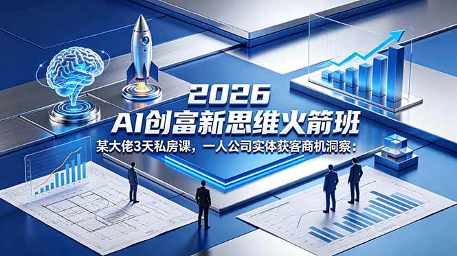 (18559期)2026 AI 创富新思维火箭班:某大佬3天私房课,一人公司实体获客商机洞察-来友网创