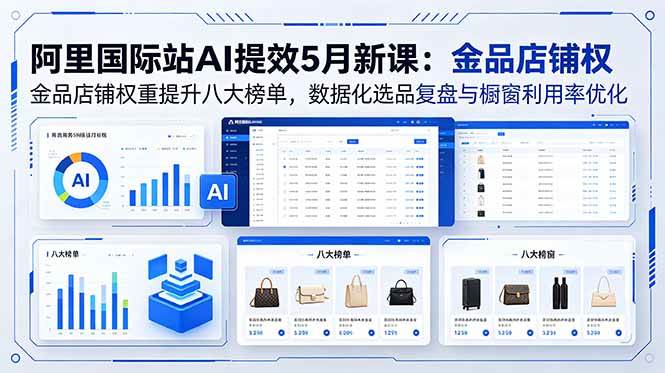 (18556期)阿里国际站AI提效5月新课:金品店铺权重提升八大榜单,数据化选品复盘与橱窗利用率优化-来友网创