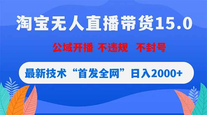 (18562期)淘宝无人直播带货15.0,不封号,不违规,公域玩法,首发全网日入2000+-来友网创