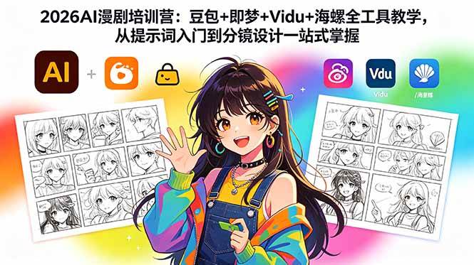 (18607期)2026AI漫剧培训营:豆包+即梦+Vidu+海螺全工具教学,从提示词入门到分镜设计一站式掌握-来友网创