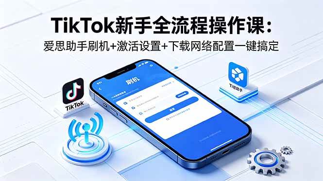(18594期)TikTok新手全流程操作课:爱思助手刷机+激活设置+下载网络配置一键搞定-来友网创