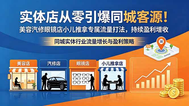 (18592期)实体店从零引爆同城客源!美容汽修眼镜店小儿推拿专属流量打法,持续盈利增收-来友网创