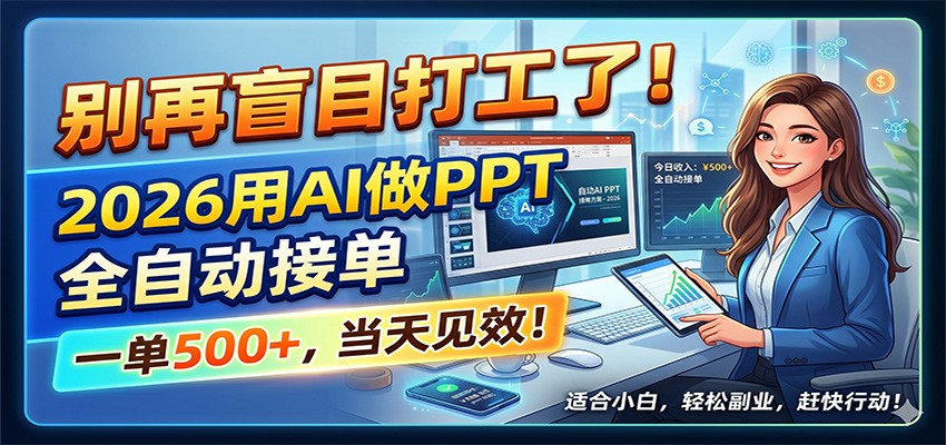 别再盲目打工了!2026用AI做PPT全自动接单,一单5张+,当天见效!-来友网创