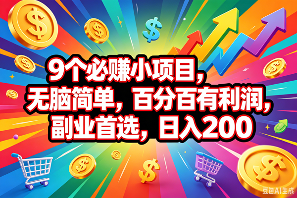 (18623期)9个必赚钱的小项目,百分百会赚米,无脑简单,副业首选,日入200+-来友网创